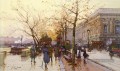LES QUAIS DE PARIS Parisien gouache impressionnisme Eugene Galien Laloue